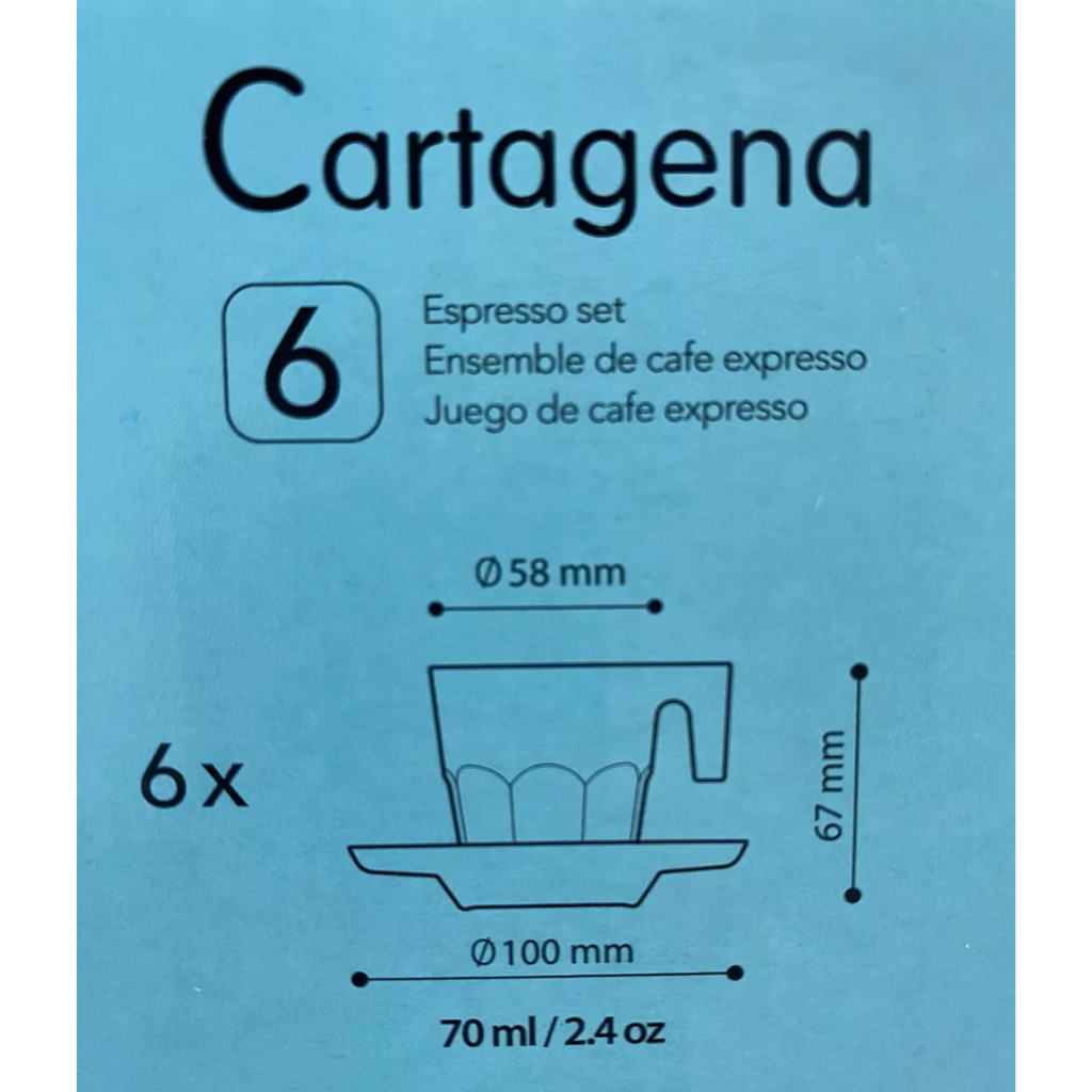 Set 6 Tazas + Plato Cafe Expresso 70 Ml Kimglass Cartagena