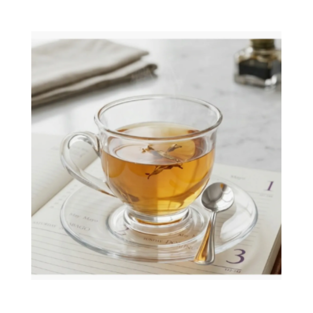 Juego 6 Tazas Café 220ml con Platos Vidrio
