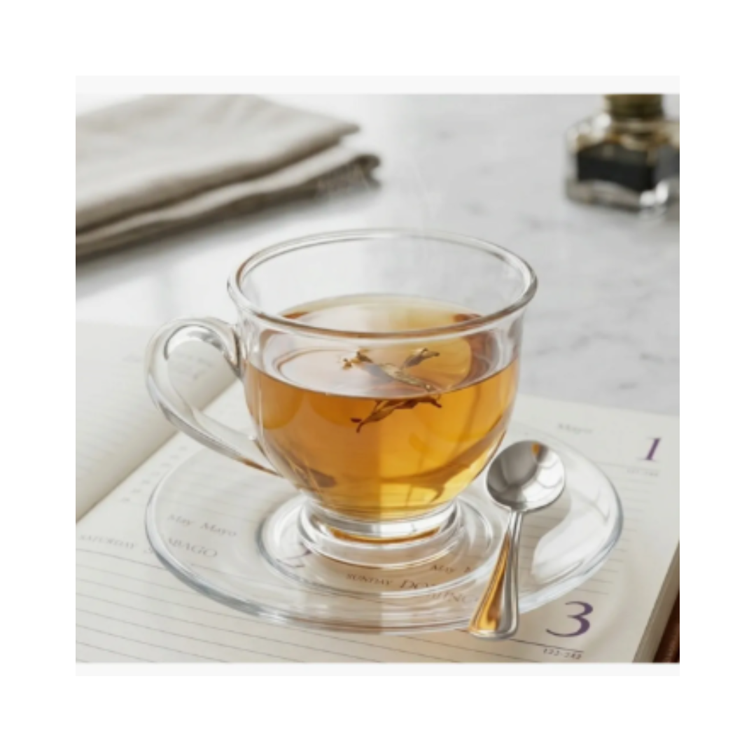Juego 6 Tazas Café 220ml con Platos Vidrio