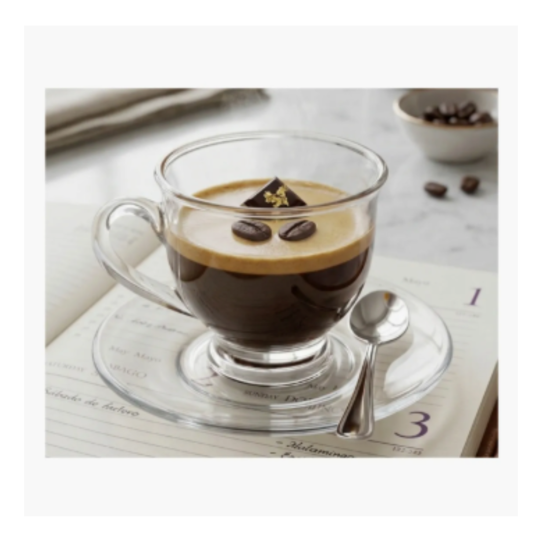 Juego 6 Tazas Café 220ml con Platos Vidrio