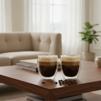 Set 2 Vasos Doble Pared 200ml | Borosilicato Térmico