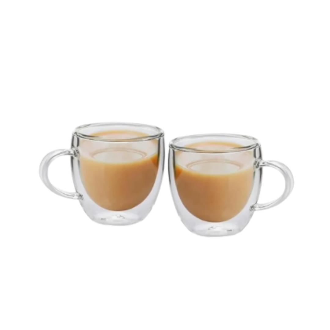 Set 2 Tazas Doble Pared 80ml - Vidrio Borosilicato Espresso