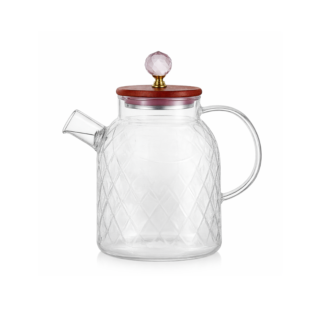 Tetera de Vidrio con Filtro y Tapa Bambu 1.6 Litros