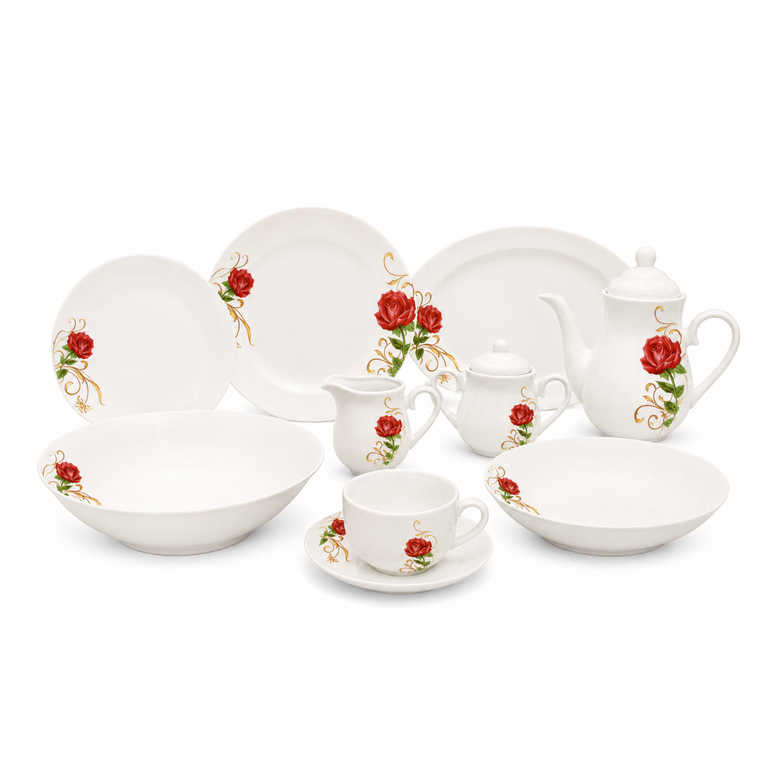 Vajilla de Porcelana 47 Piezas Completa | Juego de Loza 8 Personas