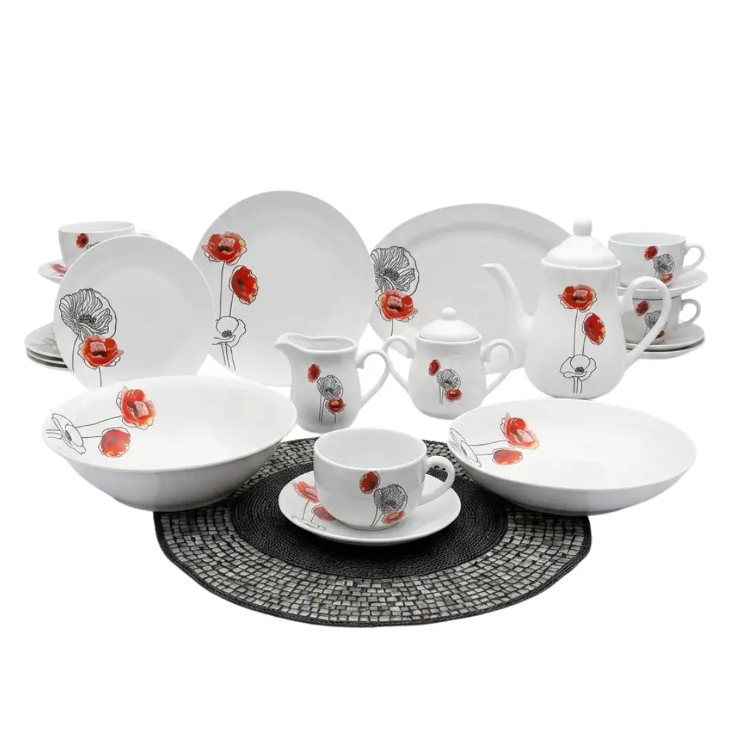 Vajilla de Porcelana 47 Piezas Completa | Juego de Loza 8 Personas