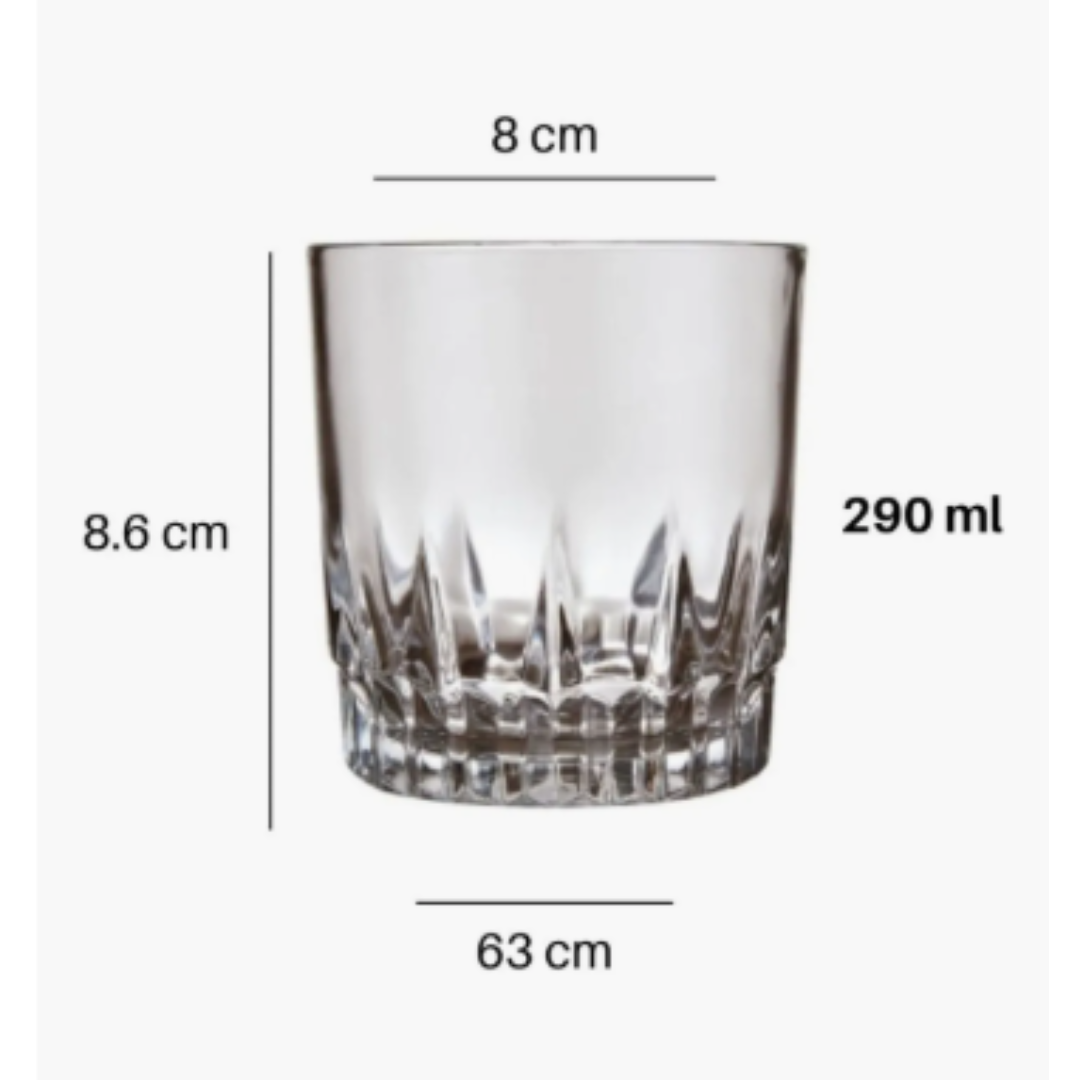 Set 6 Vasos de Vidrio Bajos Whisky 290 Ml Vegas