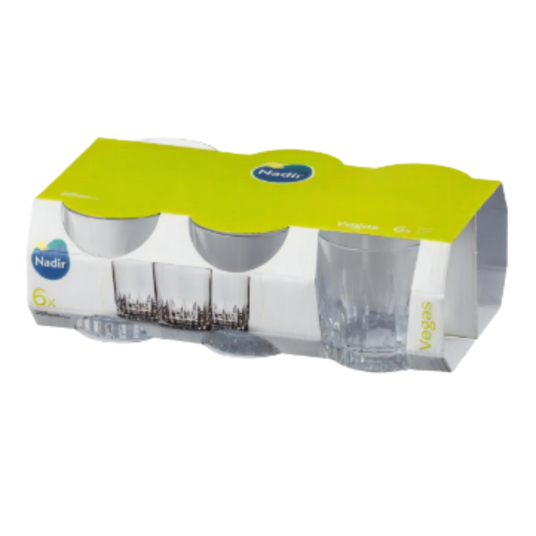 Set 6 Vasos de Vidrio Bajos Whisky 290 Ml Vegas