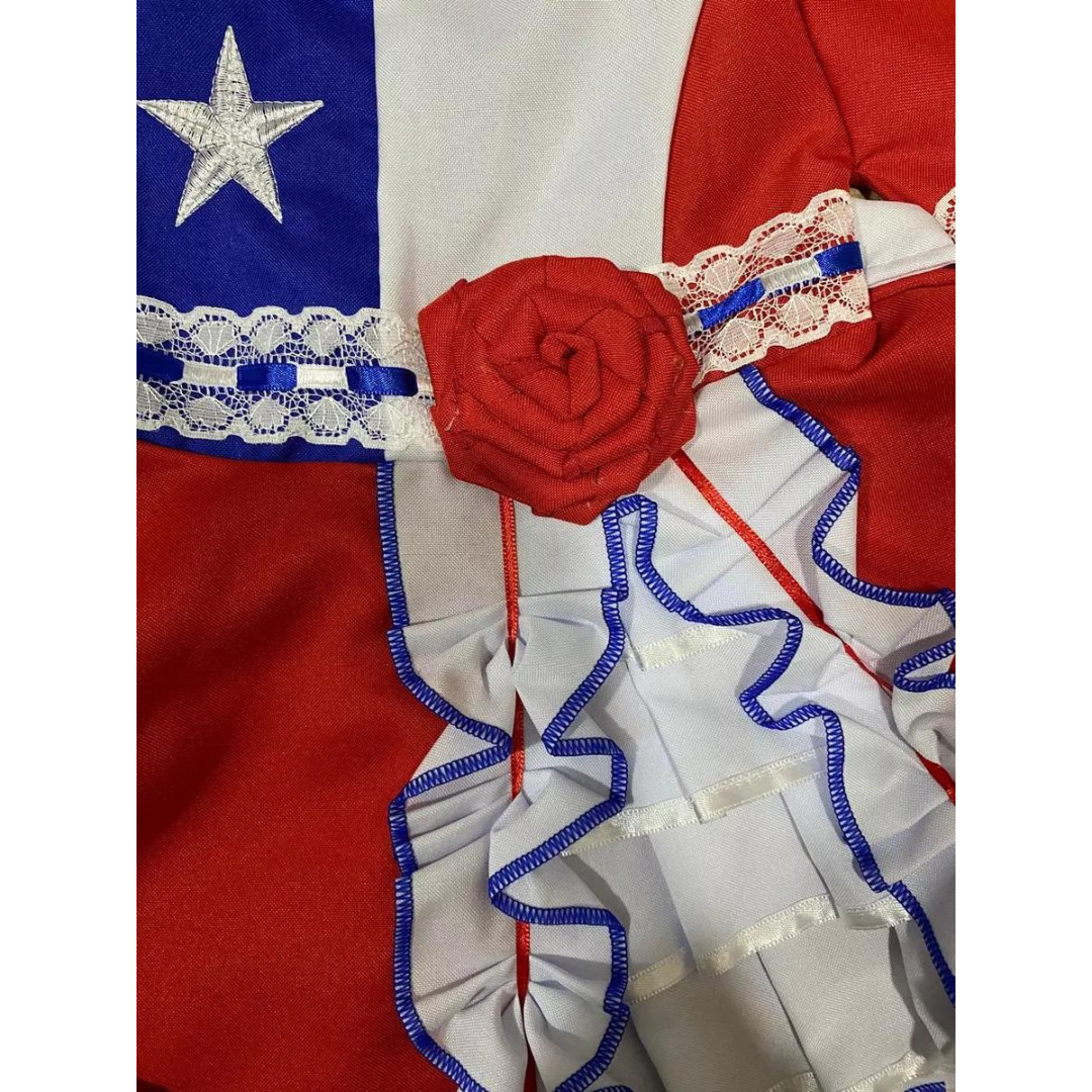 Vestido Niñas Fechas Patrias Bandera de Chile